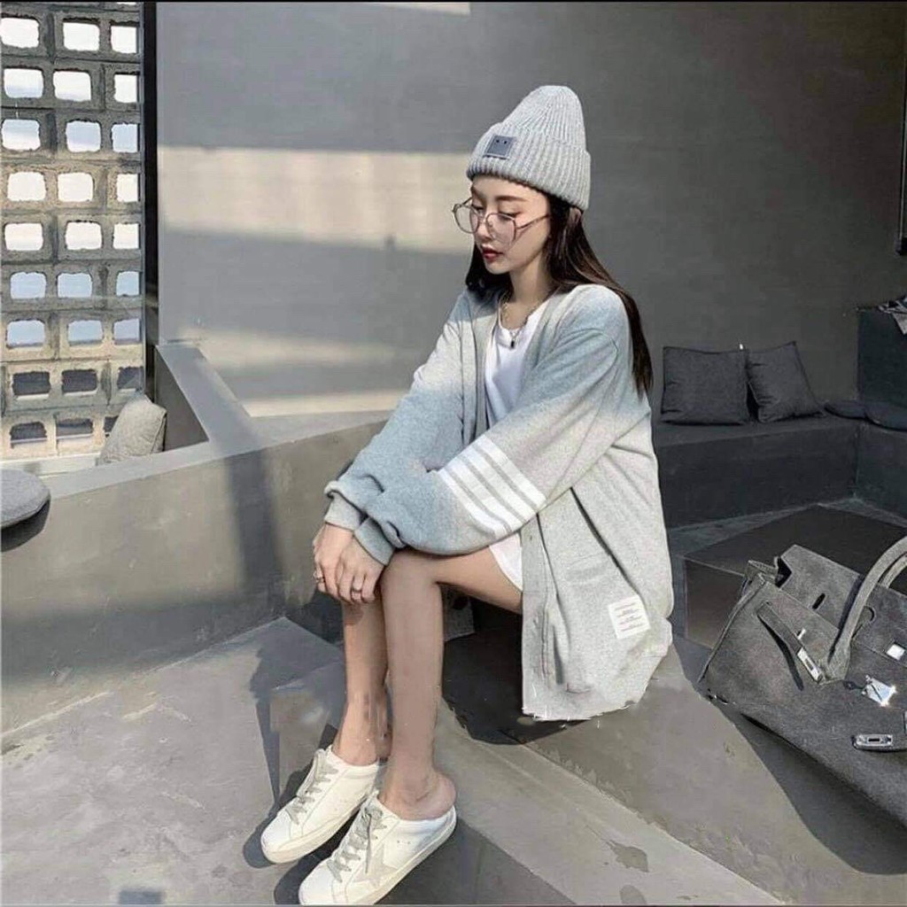 áo khoác cadigan thom sọc tay nỉ 2 màu