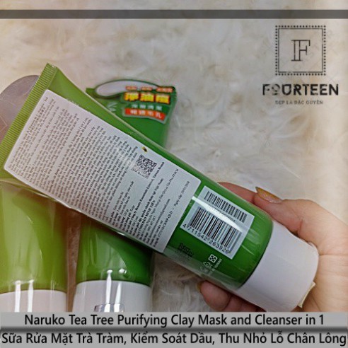 NARUKO TEA TREE CLAY CLEANSER - SRM TRÀ TRÀM DẠNG BÙN KIỂM SOÁT DẦU, THU NHỎ LỖ CHÂN LÔNG 120GR