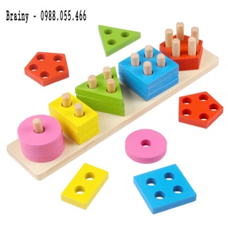 Đồ chơi giáo dục sớm montessori 5 cọc hình khối