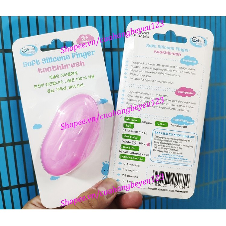 Bàn chải đánh răng silicone mềm xỏ ngón , rơ lưỡi Kèm hộp đựng GB BABY - Vệ sinh răng miệng cho bé