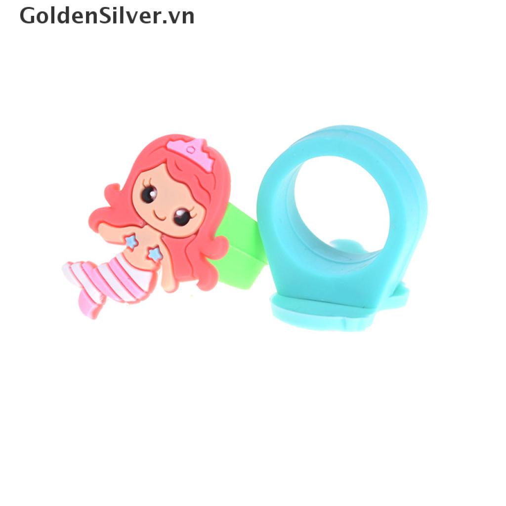 Nhẫn cao su PVC hình nàng tiên cá hoạt hình cho bé