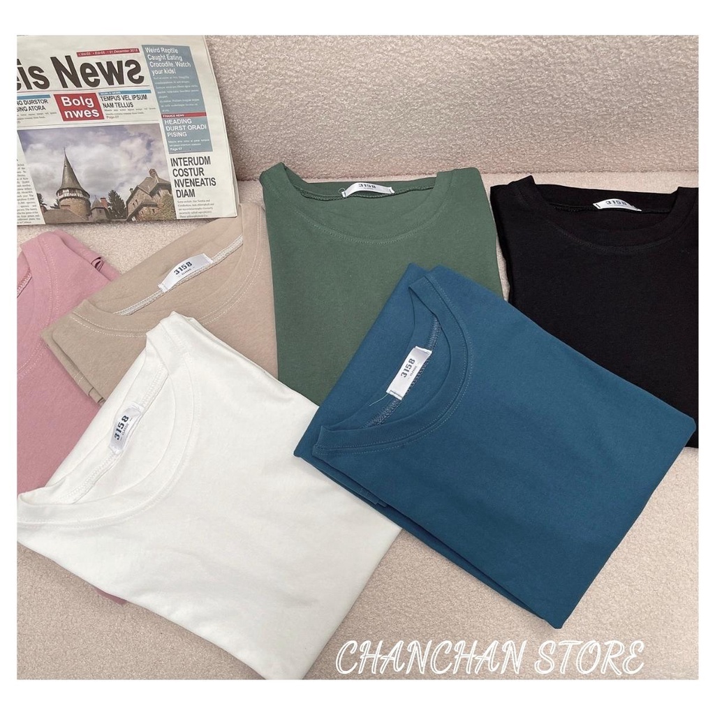 Áo phông 3158 trơn nam nữ, áo thun trơn tay lỡ oversize form rộng cotton khô