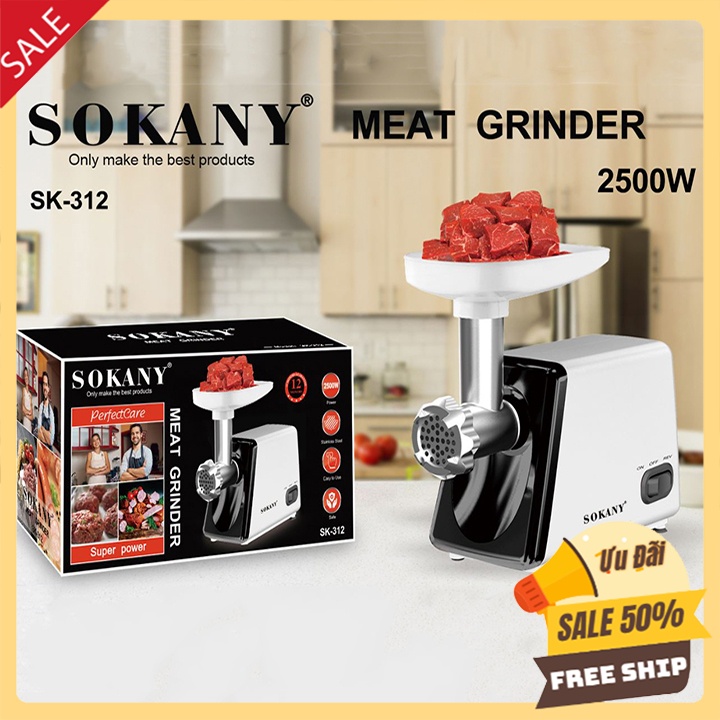 [Mã ELHADEV giảm 4% đơn 300K] Máy đùn thịt, xay thịt đa năng công suất lớn Sokany SK312 2500W