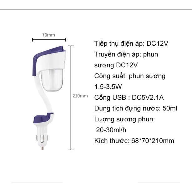 Máy phun sương 2 cổng USB dùng trên ô tô CAR nanum II