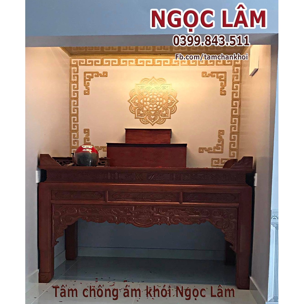Ốp lưng ban thờ Sen Mandala 60cm gỗ MDF Thái 6mm phủ Melamine 2 mặt chống ẩm cao cấp
