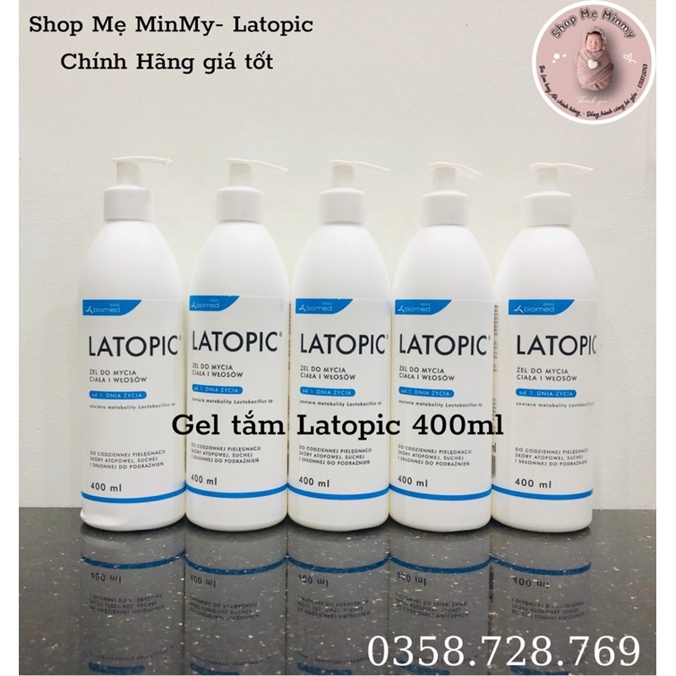 Sữa tắm LATOPIC - Gel Tắm Gội Latopic Kháng Khuẩn , Giảm Kích Ứng, Làm Dịu Da, Cho Da Dễ Dị Ứng 400ml