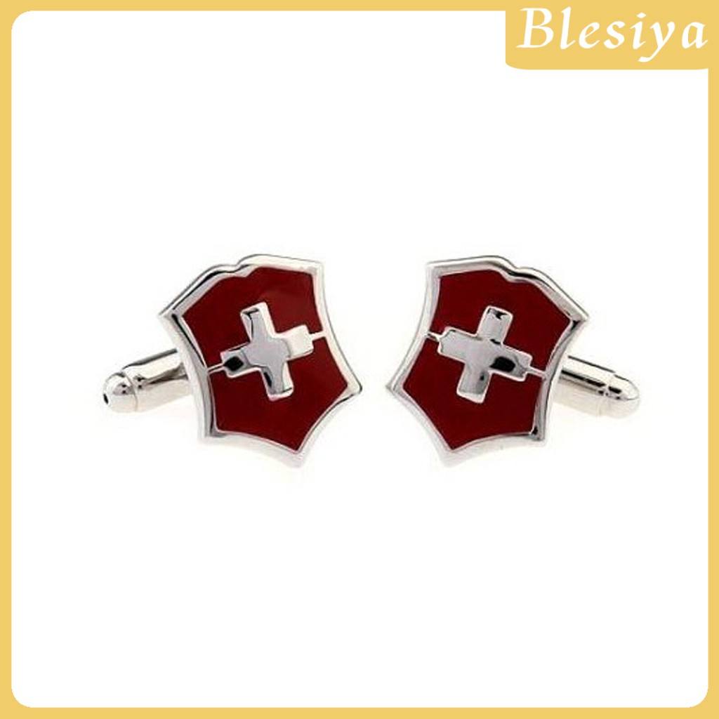 (Hàng Mới Về) Khuy Măng Sét Hình Cờ Thụy Sĩ Cổ Điển Dành Cho Nam