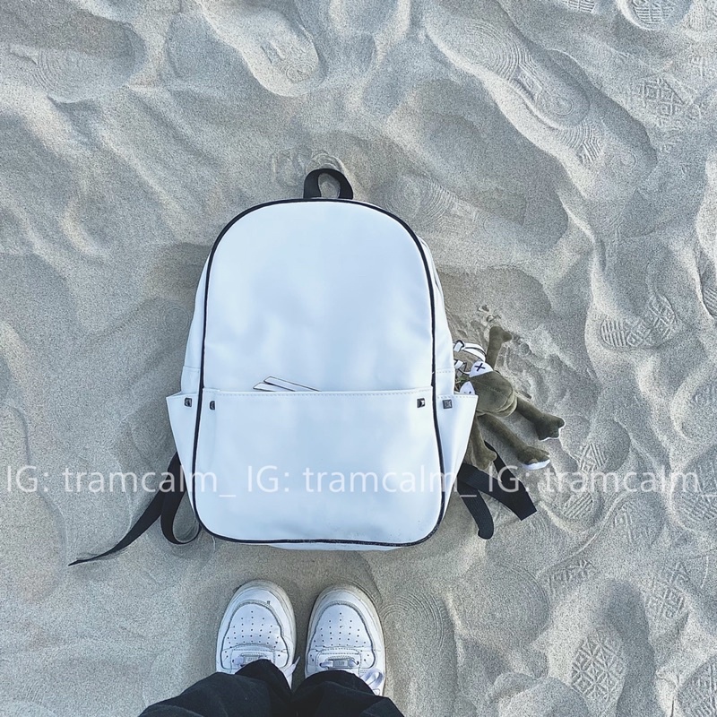 [Ảnh thật] Balo da unisex nam nữ basic năng động vừa laptop