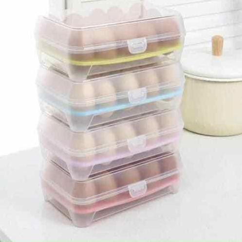 Hộp nhựa đựng trứng trong suốt 15 ô có nắp đậy