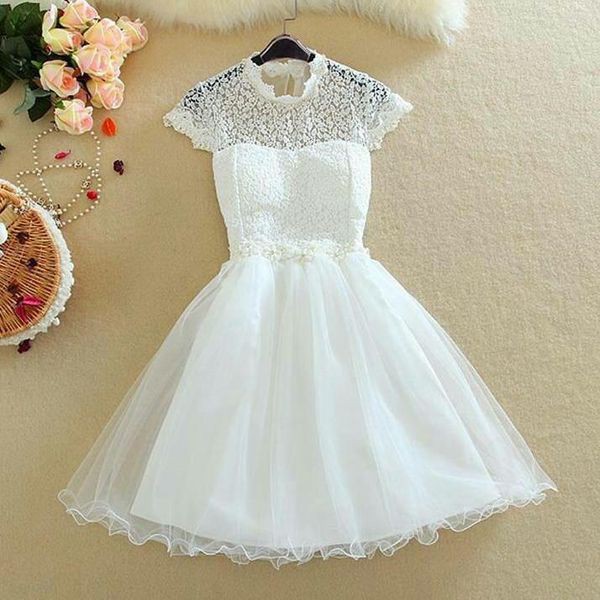 Đầm xoè tay con nơ eo phối ren đầm dự tiệc