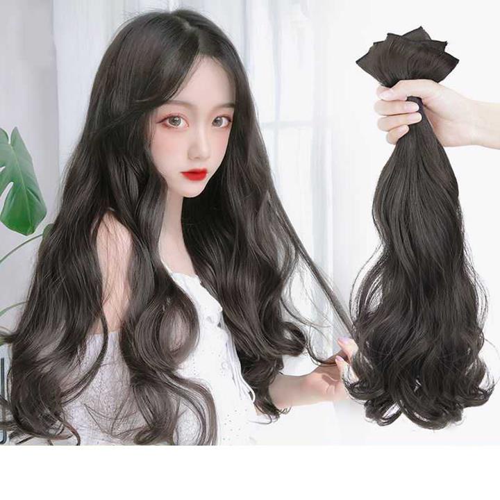 Tóc giả đẹp nữ xoăn sóng dài hàn quốc kẹp phồng chân tóc phím highlight nửa đầu cute (bộ gồm 3 set) MIKAJ STORE