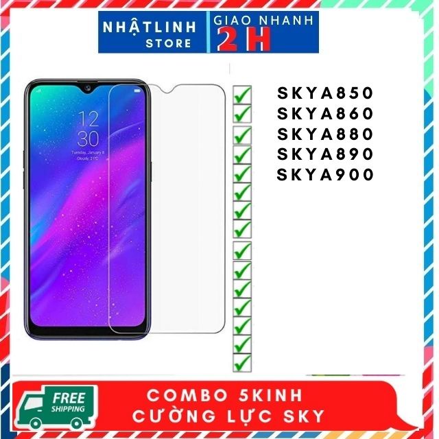Kính Cường Lực SKY Bề mặt trong suốt, không bám vân tay.Tặng kem giấy lau