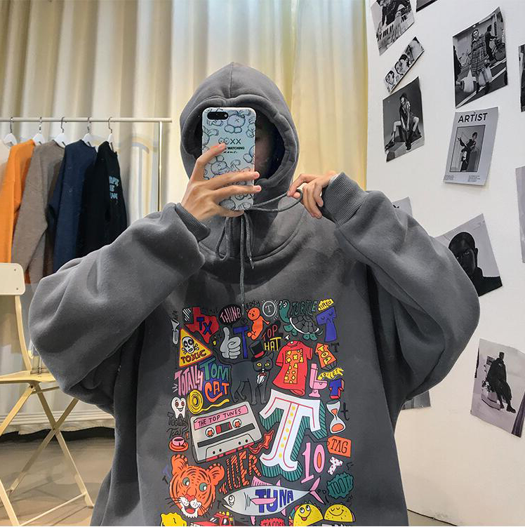 Áo hoodie dáng rộng in họa tiết thời trang cá tính cho nam | BigBuy360 - bigbuy360.vn
