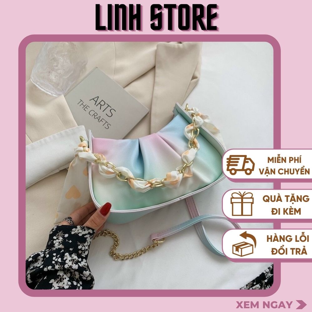 Túi đeo chéoLinh StoreTúi  kẹp nách đeo vai da pu cao cấp phối nhiều màu phong cách hàn quốc