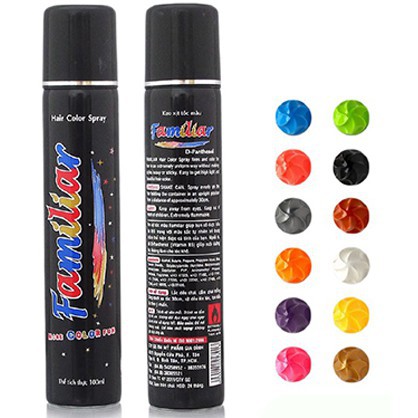 [Giá Sỉ] - Keo xịt tóc màu tạm thời Familiar 21 màu cá tính 100ml  - Hair Color Spray - Đại Lí Sỉ Mỹ Phẩm