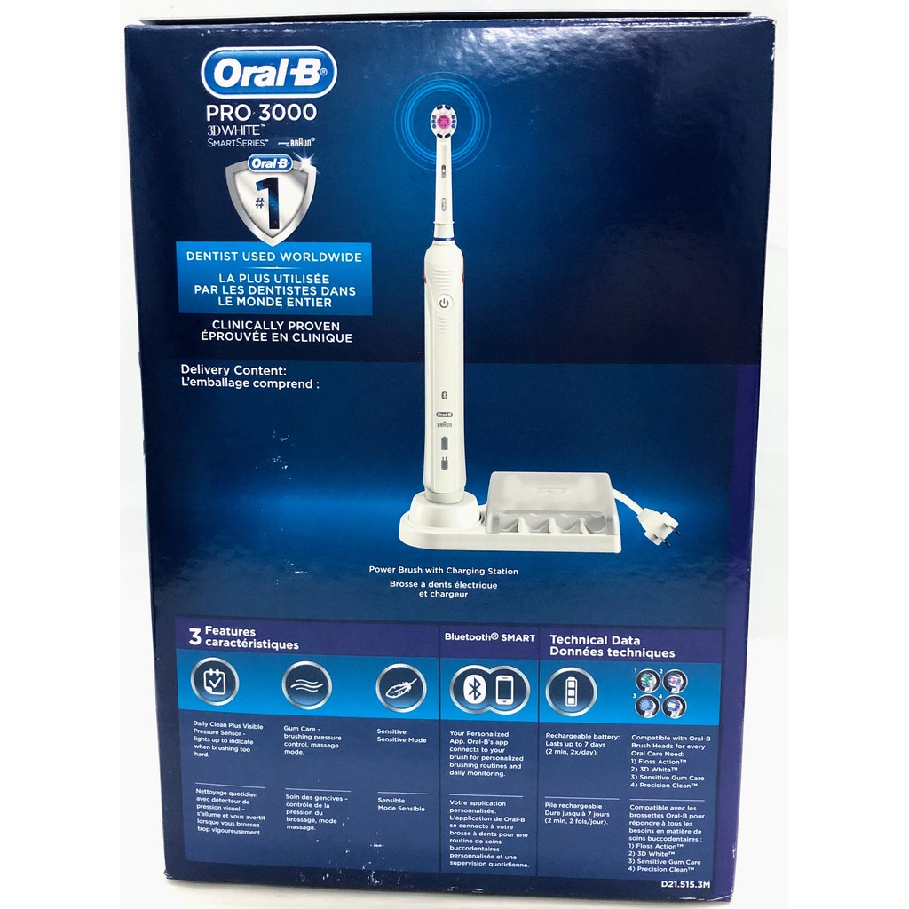 Bàn chải điện Oral-B Pro 3000 Electronic Power Rechargeable Battery Electric Toothbrush [Hàng Đức]