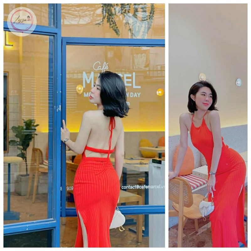 Đầm BODY cổ yếm hở lưng Sexy thu hút mọi ánh nhìn (ẢNH TỰ CHỤP) 040