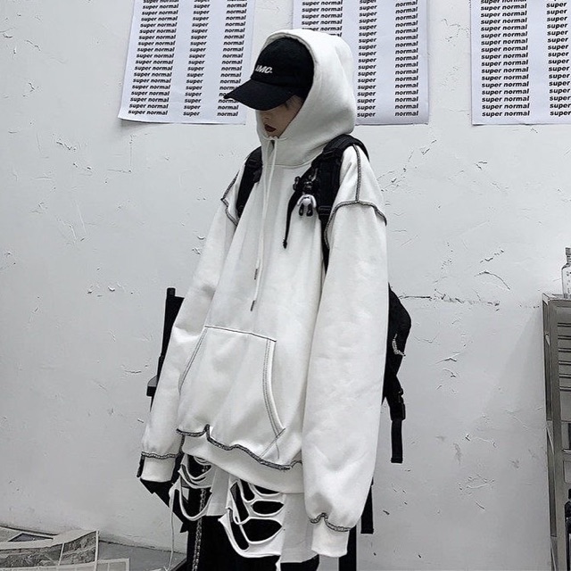 Áo hoodie viền chỉ nổi