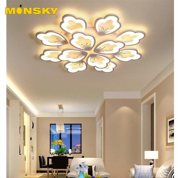 Đèn trần MONSKY SAKURA 5 cánh, 12 cánh độc đáo cao cấp 3 chế độ ánh sáng dùng điều khiển từ xa tiện dụng