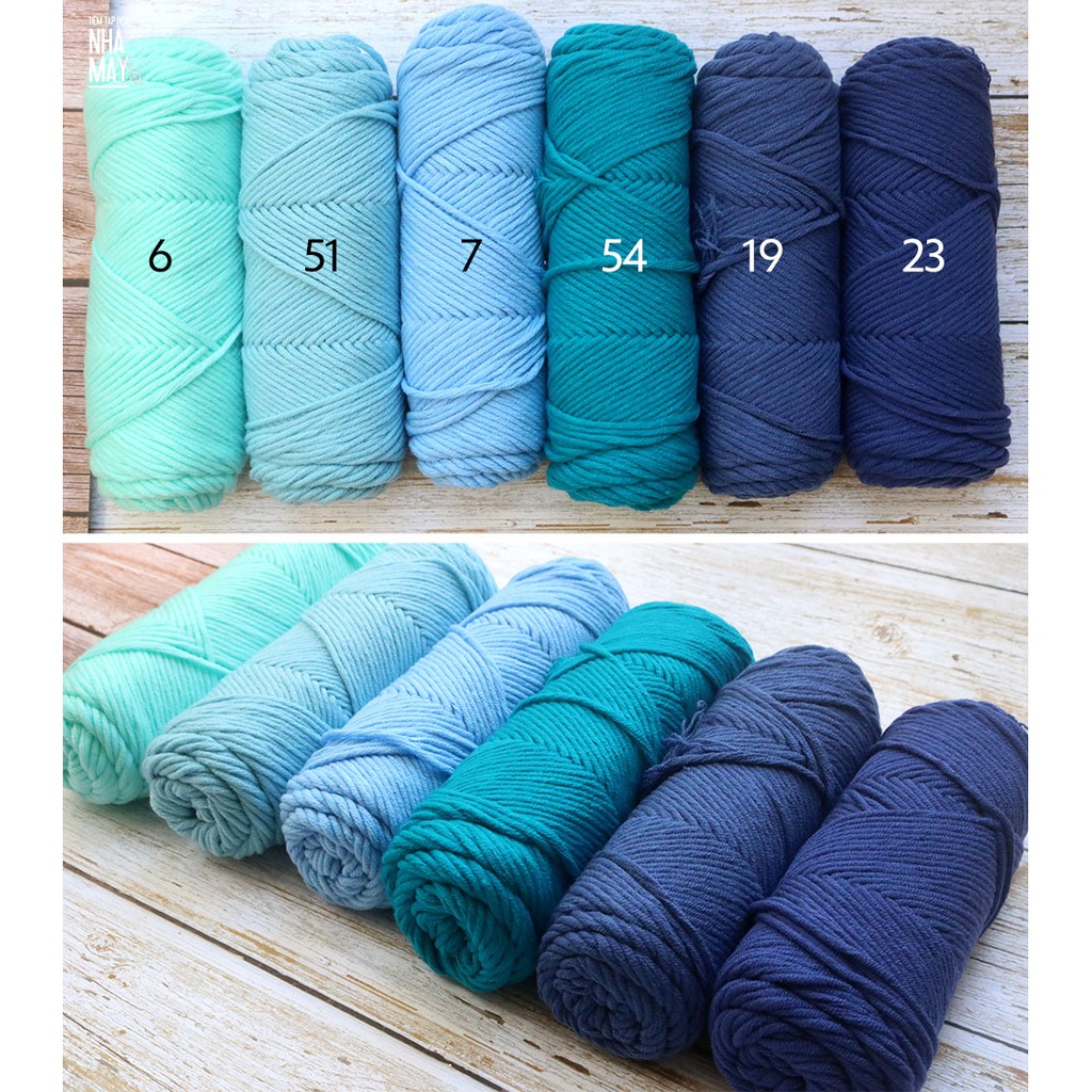 Len cuộn milk cotton 100gram sợi 3mm loại 2 (bảng màu 2/3)