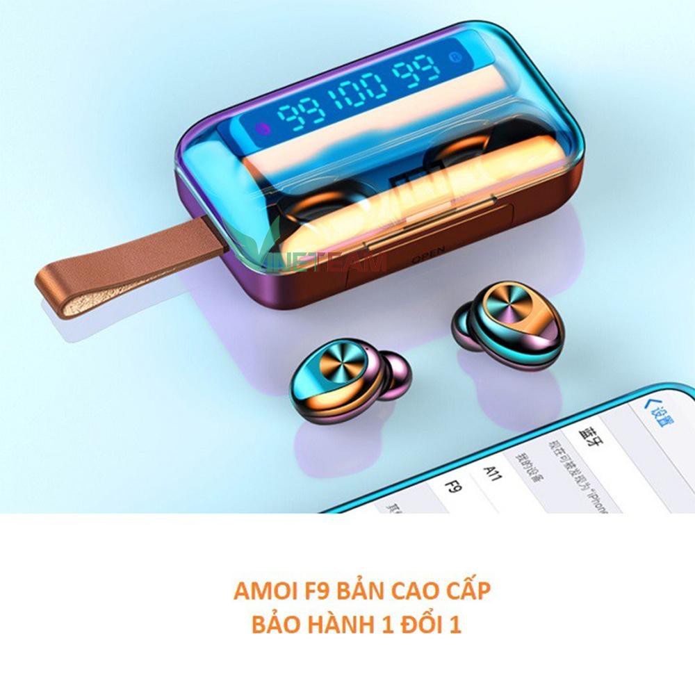 Tai Nghe Bluetooth Amoi F9 Pro Max 2020| Bản QUỐC TẾ | Nút cảm ứng | Bluetooth 5.0 | Pin 2000Mah | Sạc dự phòng -dc4132