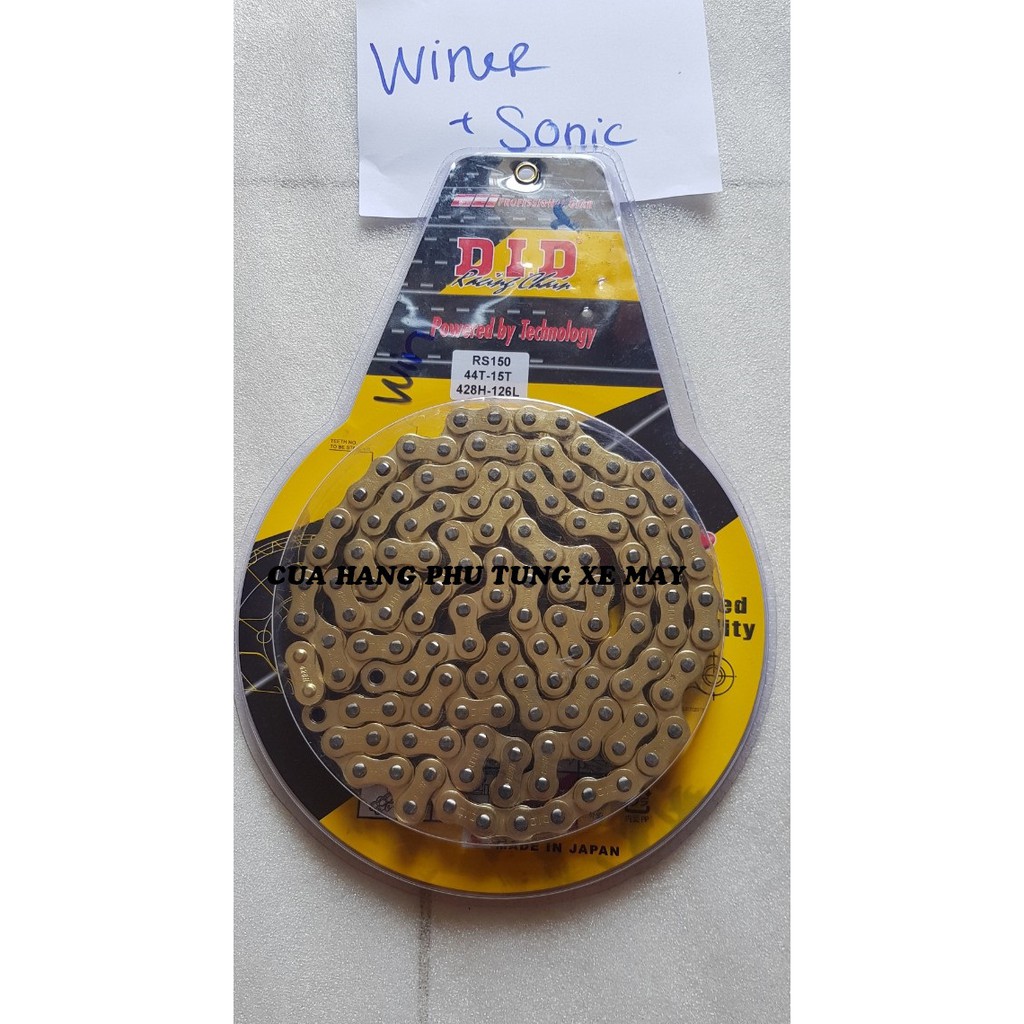 Trọn bộ sên nhông dĩa DID vàng xe Winner 150/ Winner X/ Sonic - hàng Nhật sên 9 li