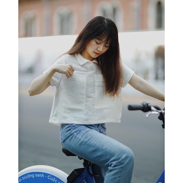 Áo polo vải cotton lưới Kem Ruchan