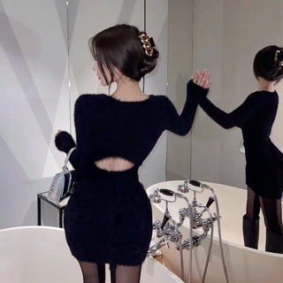 ĐẦM LEN NỮ DÁNG ÔM HỞ LƯNG ULZZANG