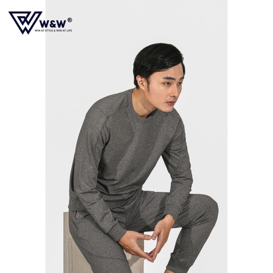 Bộ Thu Đông Nam Dài Tay W&amp;W Chất CVC Cao Cấp Mềm Mại Xốp Nhẹ Bền Màu Thiết Kế Cổ Tròn Dáng Thể Thao Khỏe Khoắn WHW21