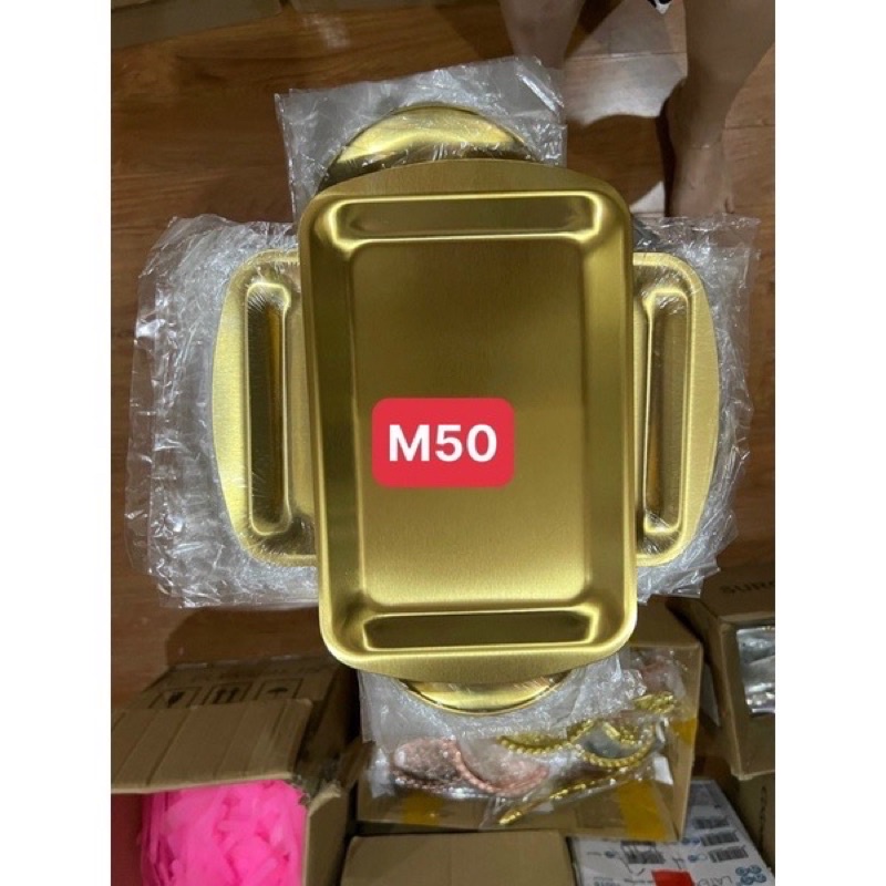 Khay Inox 304 Vàng khay chữ nhật M50 đựng dụng cụ y tê spa