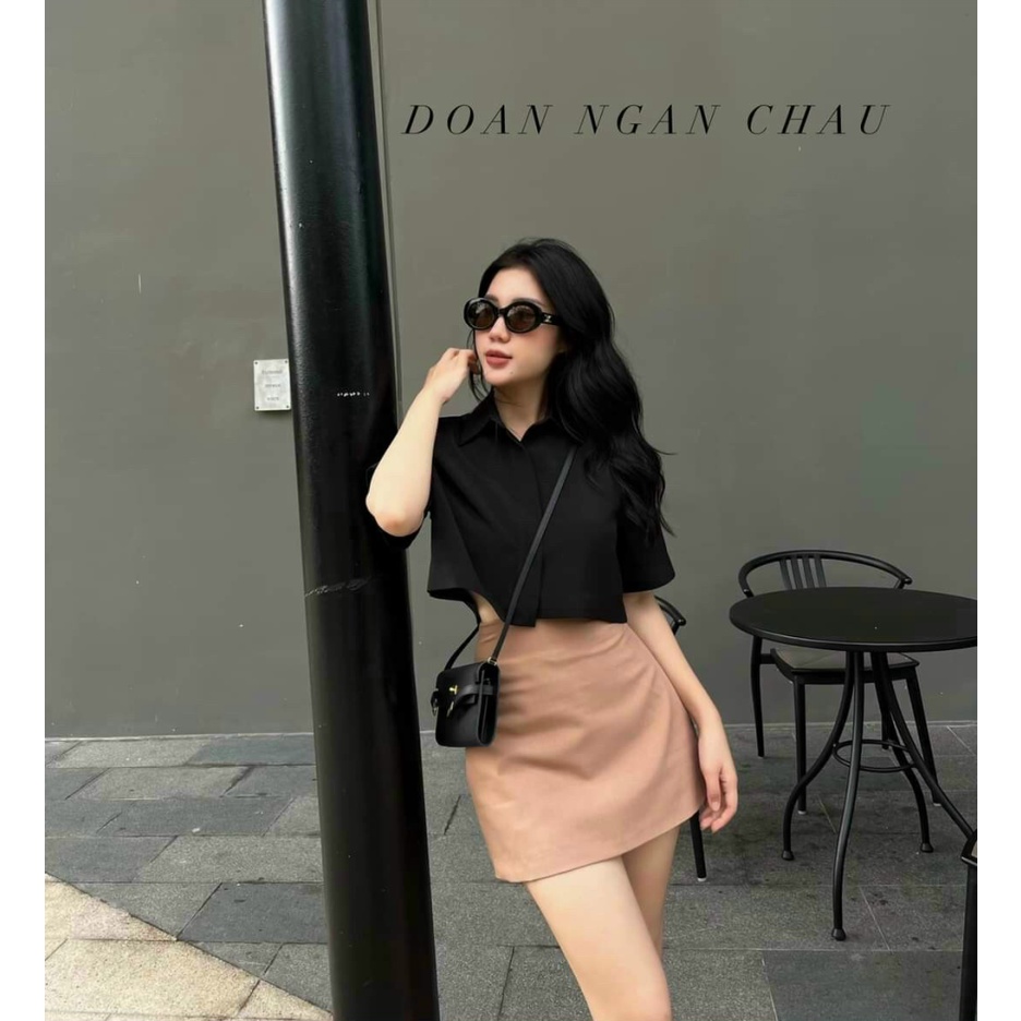 Sét Áo Sơ Mi Đũi Croptop Kèm Chân Váy (Có Lót) Chất Cotton Lạnh Mặc Đẹp Dáng Xinh [NEW UNISEX]