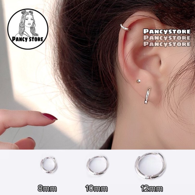 bông tai nam nữ titan bạc sáng khuyên tai Unisex siêu bền không gỉ