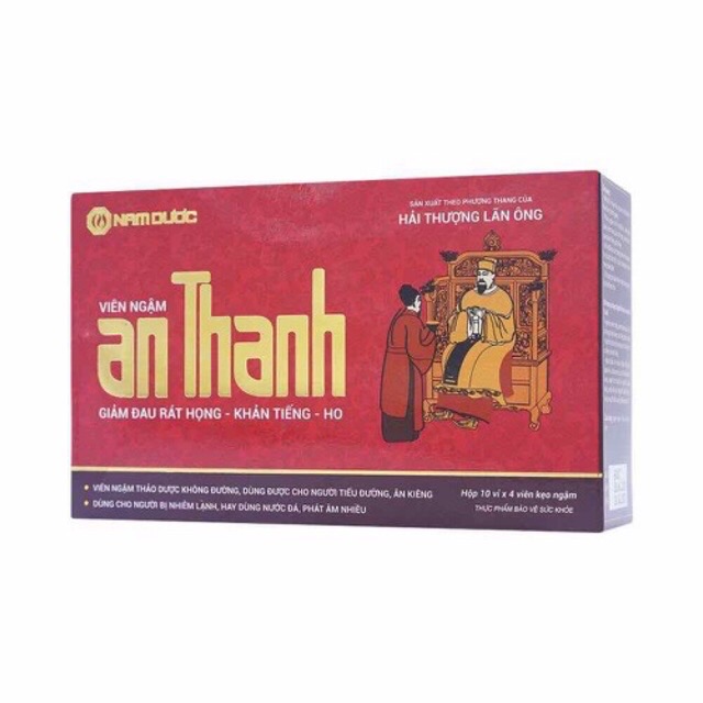 Viên ngậm An Thanh  (Hộp 10 vỉ x 4 viên)- Giảm Ho, Đau rát họng, khàn tiếng