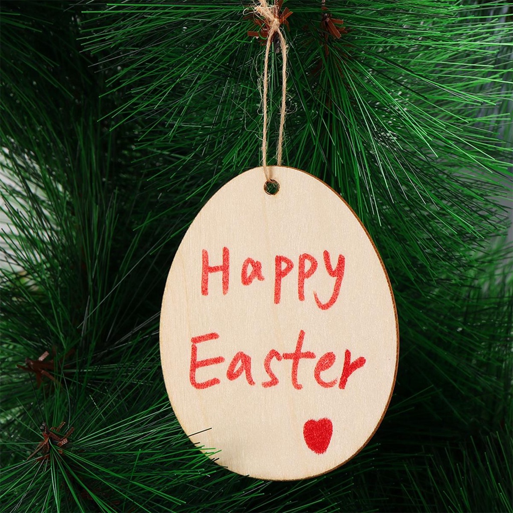 YIYU Phụ Kiện Trang Trí Bằng Gỗ Hình Quả Trứng Phục Sinh DIY