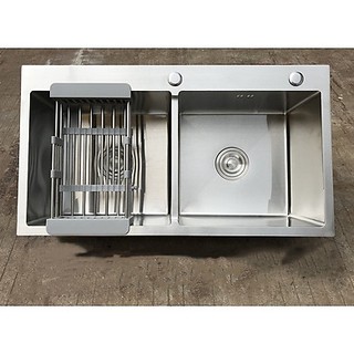 [GIÁ HỦY DIỆT] Chậu, bồn rửa chén 2 ngăn inox 304 Lating cao cấp LA04 + bộ xả tặng rổ