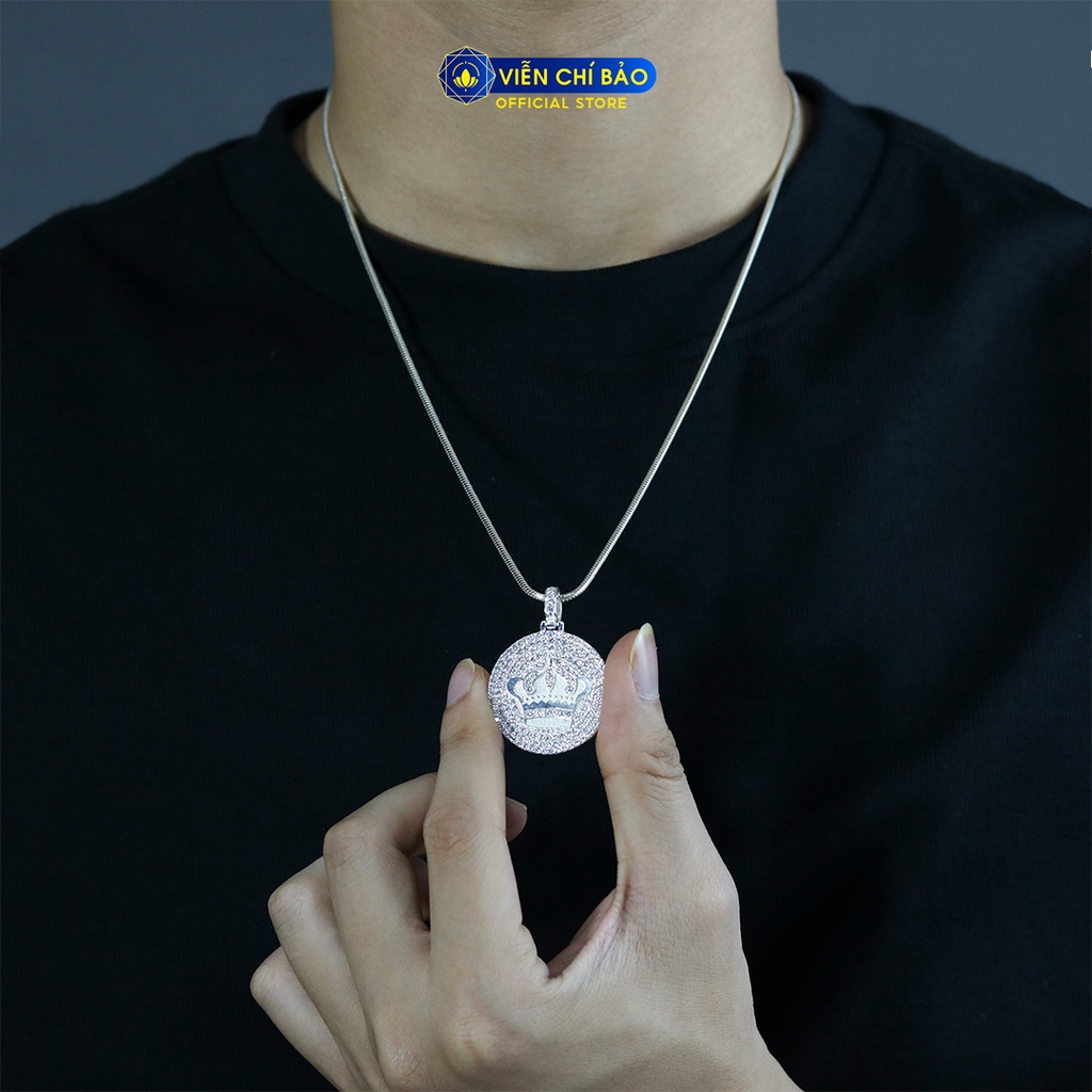 Mặt dây chuyền bạc nam vương miện tròn chất liệu bạc 925 thời trang phụ kiện trang sức Viễn Chí Bảo M300032