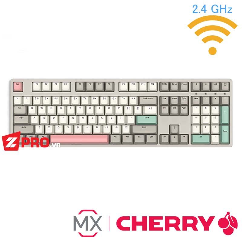 [Mã SKAMA06 giảm 8% đơn 250k]Bàn phím cơ iKBC W210 Retro - Light Grey (Wireless 2.4ghz)