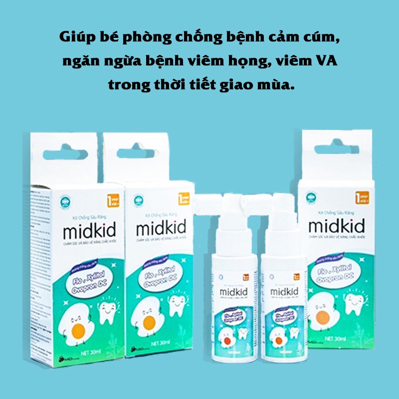 Xịt chống sâu răng cho bé, Xịt chống sâu răng Midkid chính hãng (tặng kèm set 10 khẩu trang KF94 cho bé) BBShine – I018