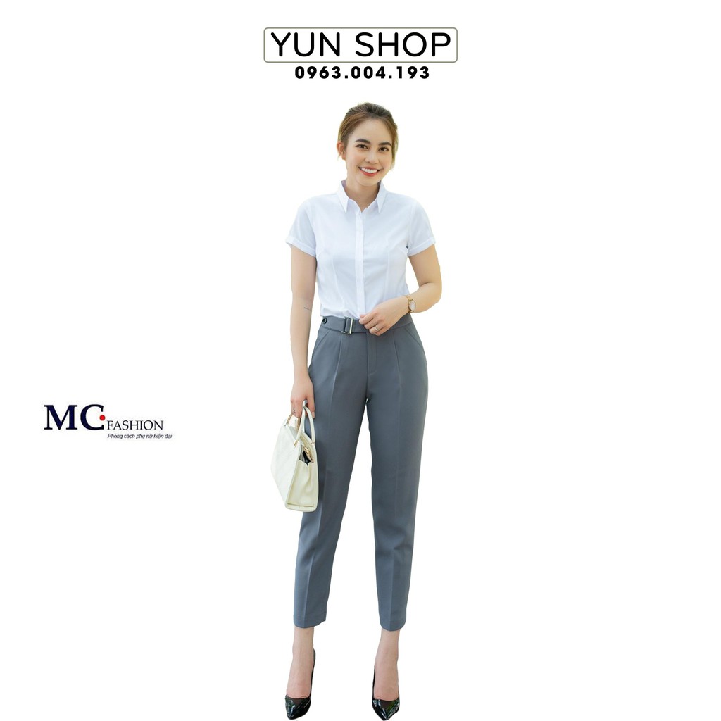 Áo Sơ Mi Nữ - Áo Sơ Mi Nữ Trắng Cơ Bản Cộc Tay - MC Fashion A0068