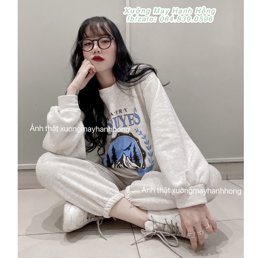 Set bộ nỉ bông Foruyes kèm quần nỉ jogger lót bông ấm,Set bộ nỉ COSMOS dài tay phong cách Hàn Quốc - Xưởng May Hạnh Hồng | BigBuy360 - bigbuy360.vn