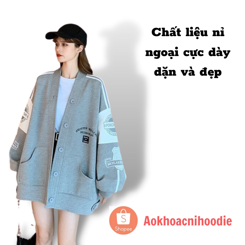 Áo cardigan , áo khoác nỉ dáng rộng nam nữ in logo Brcon cúc cài 3 màu phối đồ cực đẹp Freeship | BigBuy360 - bigbuy360.vn
