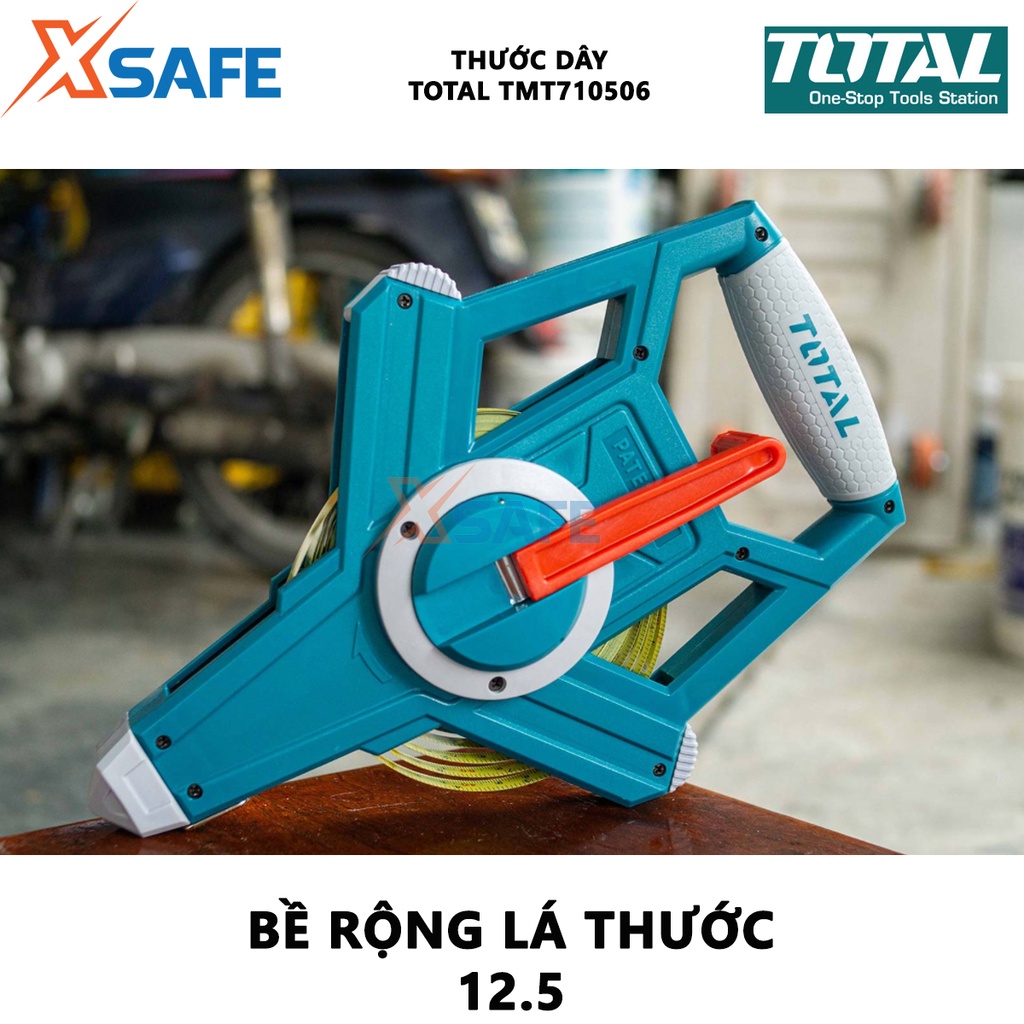 Thước cuộn thép TOTAL TMT710506 Thước kéo thép chiều dài 50m, bề rộng lá thước 12.5mm, đo lường, đo đạc chính xác -XSAFE