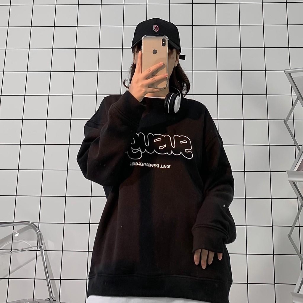 Áo Sweater Nữ Form Rộng Phối Layer Susu Vải Nỉ Bông Dày Dặn phong cách