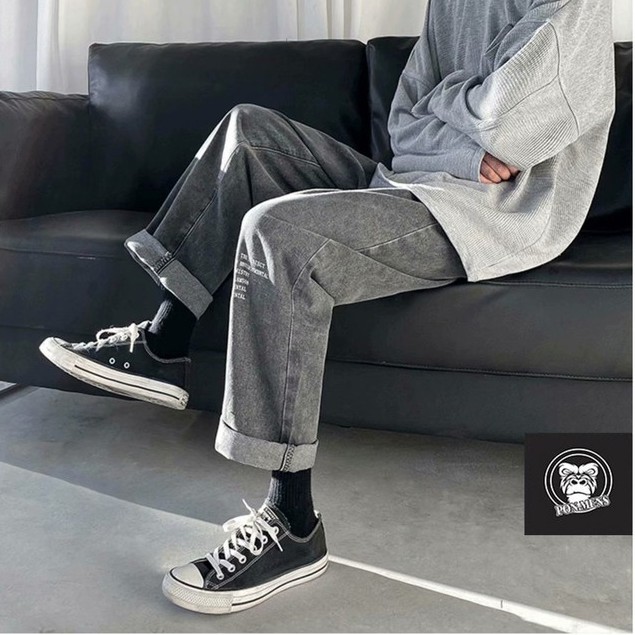 [xả kho] Quần bò ống rộng màu xanh nhạt và đen xám và đen tuyền Pon.mens
