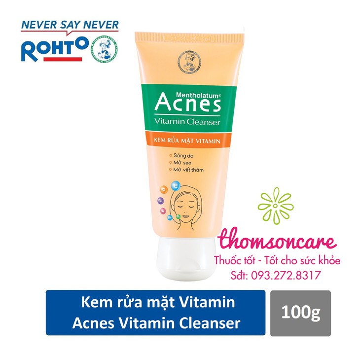 Sữa rửa mặt sáng da Acnes vitamin cleanser 100g - chăm sóc dưỡng da sau mụn, mờ thâm nám_[IDC]