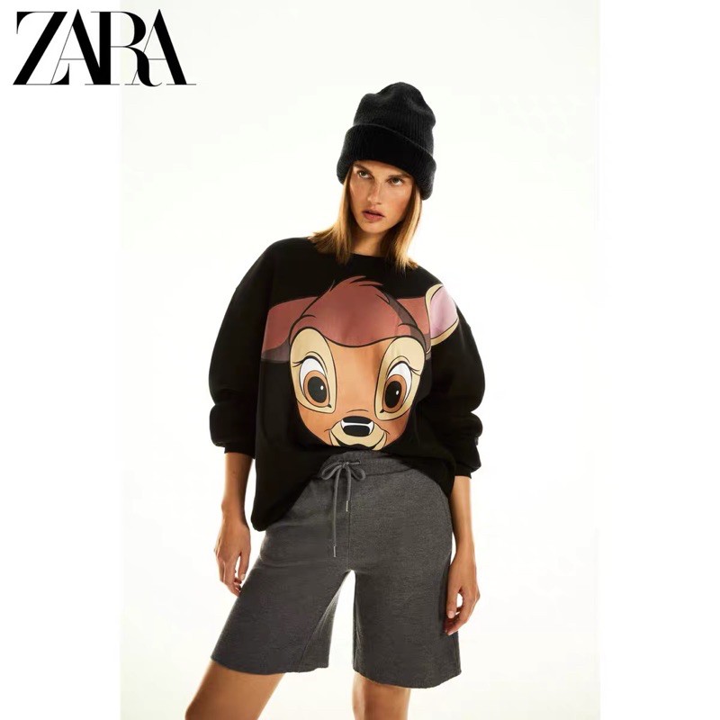 Áo hoddie hoạ tiết mặt nai Zara tuồn👉Order 7-10d