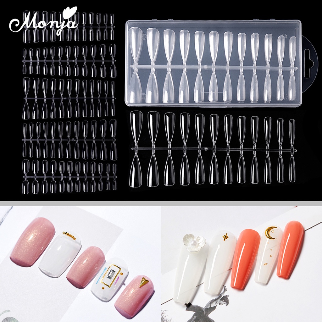 MONJA Set móng tay giả 5 kiểu dáng thiết kế trong suốt thời trang