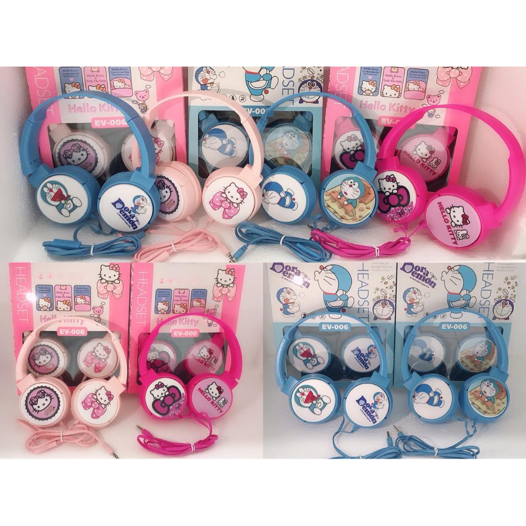 Tai Nghe Nhét Tai Hình DORAEMON/ HELLO KITTY Siêu BASS Dễ Thương