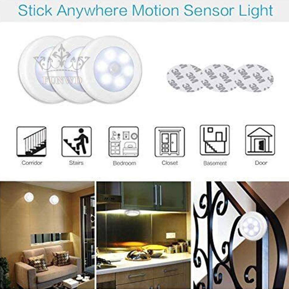 【FUNWD】1*light String Motion Sensor LED Night Cordless Battery-Powered Wall Light New