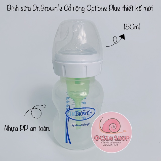 Bình Sữa Dr. Brown's Cổ Rộng Options Plus (150ml/270ml)